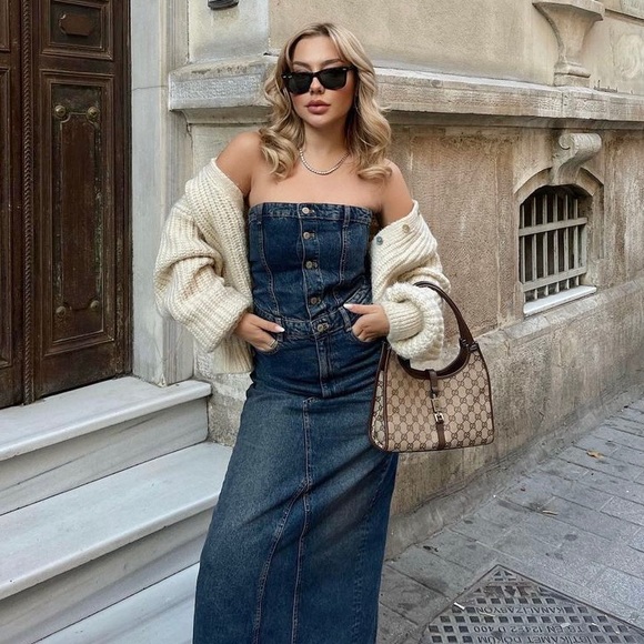 NEW Zara denim midi dress - Picture 6 of 16